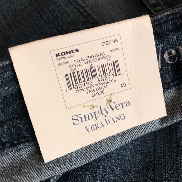 SimplyVera Vera Wang Jeans Bootcut Mid Rise Sz 8S - Picture 6 of 8